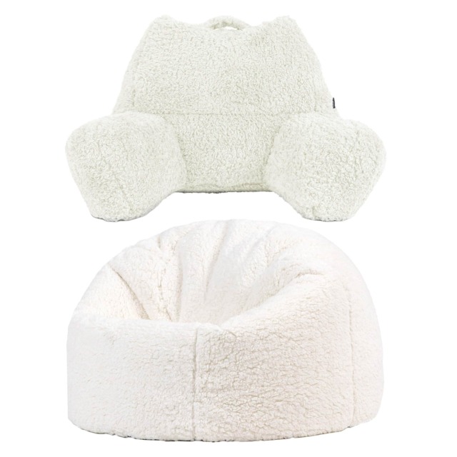 icon Kids Kingston Teddy Fleece Classic Bean Bag and Reading Pillow Set