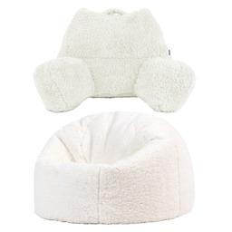 Icon Cuddle Cushion and Kids Kingston Teddy Berber Classic Bean Bag, Natural