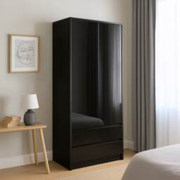 Vida Designs Glinton 2 Door 2 Drawer Wardrobe With Clothes Rail, Black