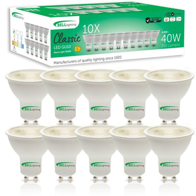 BELL Lighting GU10 LED Spotlight 4.4W Energy Saving Light Bulbs White Warm White - 3000K 10