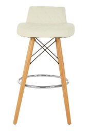 Orsina White Leather Effect Seat Bar Stool, Comfortable Seating Faux Leather Bar Stool, Space-Saver Kitchen Stool