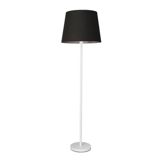 ValueLights Charlie White Floor Lamp Black Taper Shade and Bulb