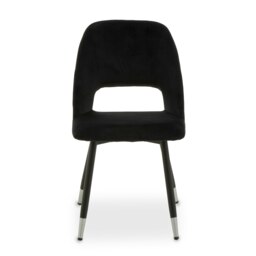 Orsina Black Velvet Dining Chair, Velvet Upholstery Accent Dining Table Chair, Tapered Back Living Room Chair