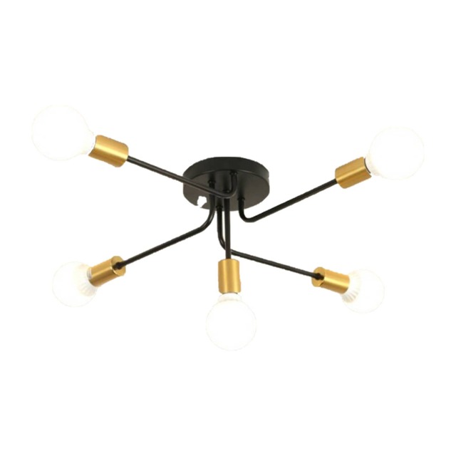 Modern Ceiling Light 5 Lights Sputnik E27 Black Vintage Metal Chandelier