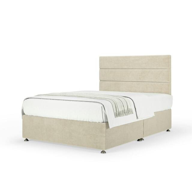 Memory Maestro Memory Foam Cream Naples Velvet Divan Set And Milan Headboard Single