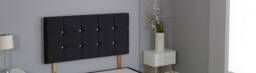"Black Plush Velvet Cube Headboard Black 3FT Single 20""inch Headboard"