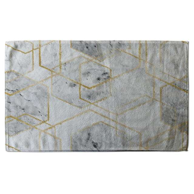 geometric marble pattern with gold glitter (Bath Towel)