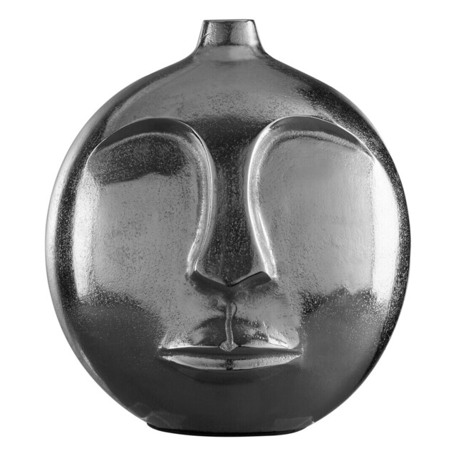 Viso Large Silver Face Round Vase Silver Silver