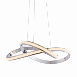 Aria Integrated LED Pendant Chrome Effect Plate & Matt White Silicone 1 Light Dimmable IP20