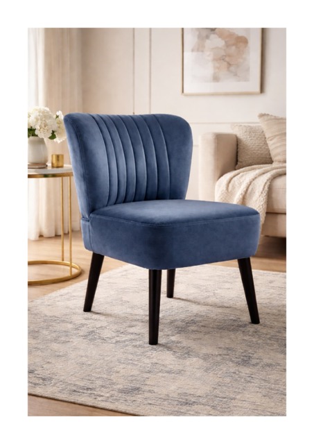Groundlevel Crushed Velvet Shell Accent Chair Living Room Furniture Blue Navy