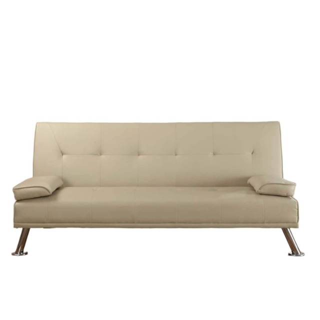 Faux Leather Clic Clac Luxury Sofa Bed In Cream