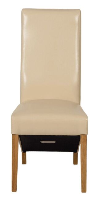 Lola Leather Dining Chairs for Dining Room or Kitchen White Cream