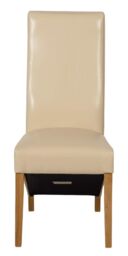 Lola Leather Dining Chairs for Dining Room or Kitchen White Cream