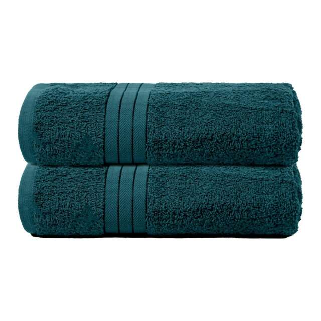 OHS 2 x Luxury 100% Cotton 500GSM Bathroom Bath Towels, 70x115cm - Dark Teal