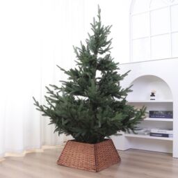 47cm Square Christmas Tree Skirt Stand Decorative Base Festive Xmas PVC Rope Multi Brown 1