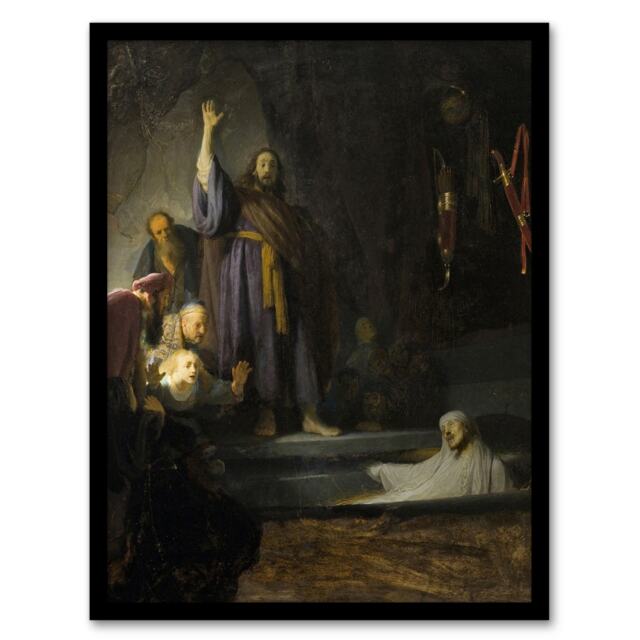 Rembrandt van Rijn The Raising of Lazarus Oil Painting Framed Wall Art Print A4