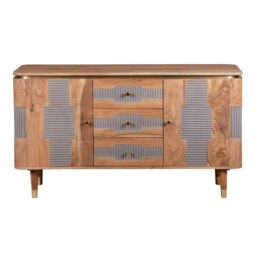 Alaina Acacia Wood 2 Doors 3 Drawers Sideboard Brown