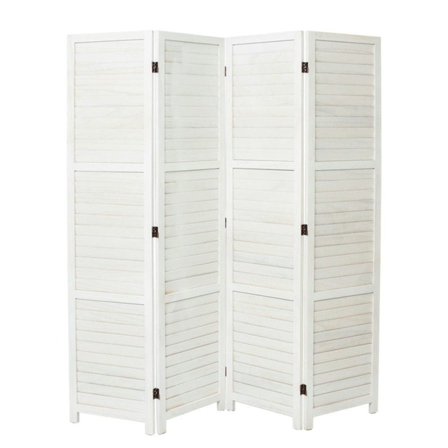 Living and Home Solid Wood Folding Room Divider Privacy Screen for Home - 4 Panels