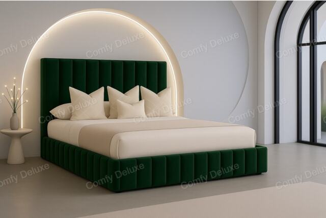 Green 4ft Small Double Plush Velvet Astro Bed Frame Solid Base