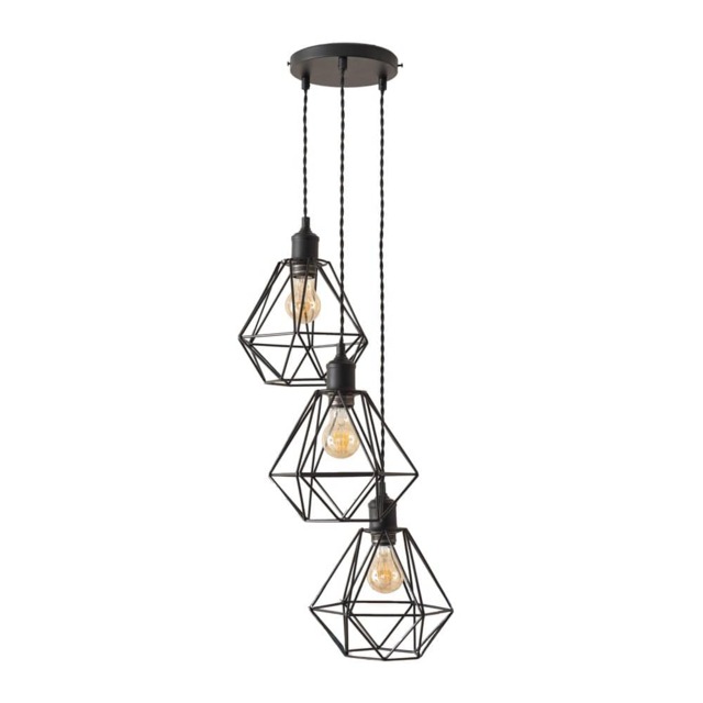 ValueLights Diablo 3 Drop Cluster Matte Black Ceiling Pendant Light and Bulbs