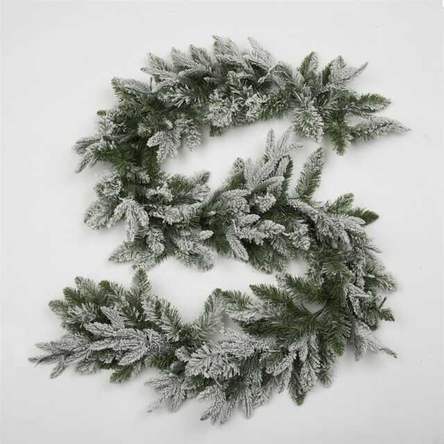 Christmas 2M Artificial Garland Lapland for Home Wall Door Stair Snow Flock