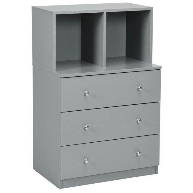COSTWAY Dresser Organizer 3 Drawers Chest of Drawers Grey Grey