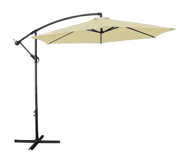 Groundlevel 3M Outdoor Cantilever Banana Garden Parasol Umbrella Cream Cream