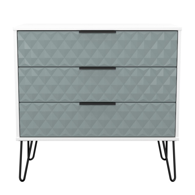 Islay 3 Drawer Chest of Drawers in Duck & White Matt (Ready Assembled) Blue Duck & White Matt
