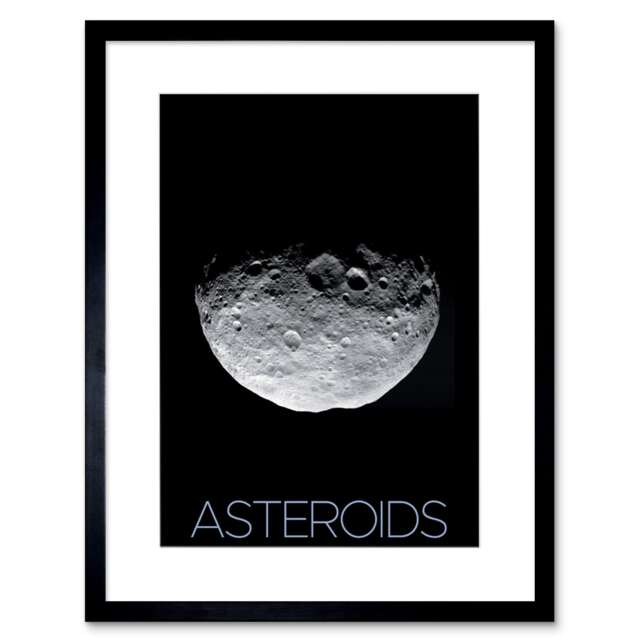 "NASA Asteroid Protoplanet Vesta North Pole 9x7"" Black Framed Wall Art Print"