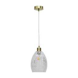 Birch - Clear Fluted Glass with Satin Brass Pendant Fitting Clear Clear 1