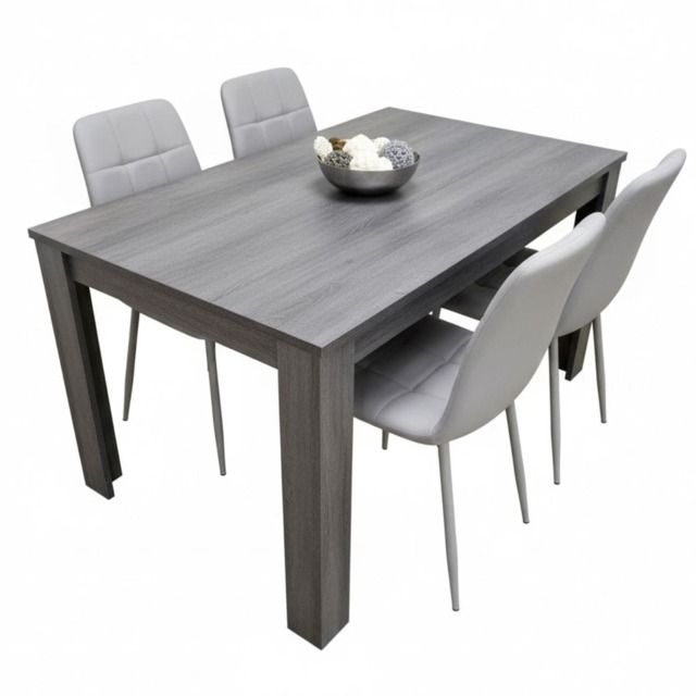Dining Table and 4 Chairs Black Dark Grey 4 Velvet Grey Chairs Wood Dining Set Furniture
