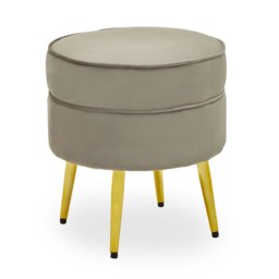 Interiors by Premier Grey Velvet Round Footstool, Ottoman Small Footstool with Soft Upholstery, Velvet Pouffe for Home