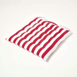 Homescapes Seat Pad Luxury Cotton Stripe Indoor Outdoor Garden Dining Cushion Red 40 x 40 cm 1