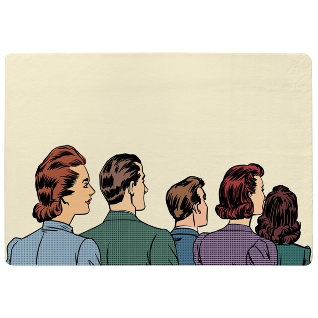 A Crowd Of Spectators Stand Back Retro Style Pop Art Designer Rug Multi