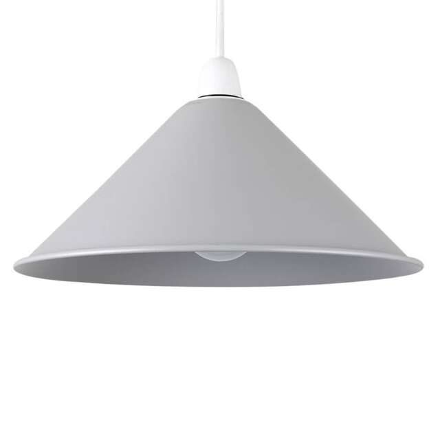 ValueLights Waywell Metal Ceiling Pendant Shade Gloss Grey Grey