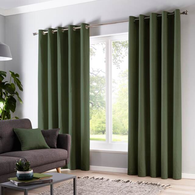 Fusion Cannes Eyelet Curtains Bottle Green