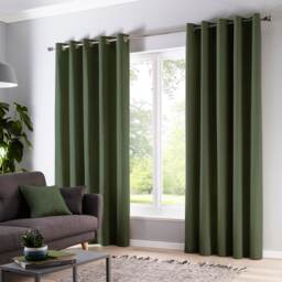 Fusion Cannes Eyelet Curtains Bottle Green