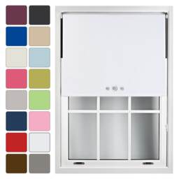 FURNISHED Blackout Roller Blinds with Triple Round Eyelets Cut to Size Easy Fit Window Shade White White (W) 150cm x (L) 210cm
