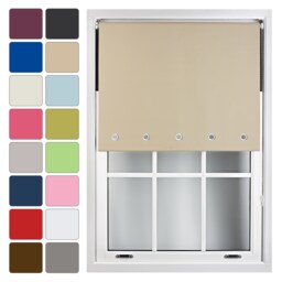 FURNISHED Blackout Roller Blinds with Round Eyelets Cut to Size Easy Fit Window Shade Brown Cappuccino (W) 120cm x (L) 165cm