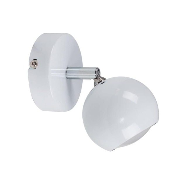 ValueLights Retro Eyeball Spotlight Gloss White Wall Light and Cool White Bulb