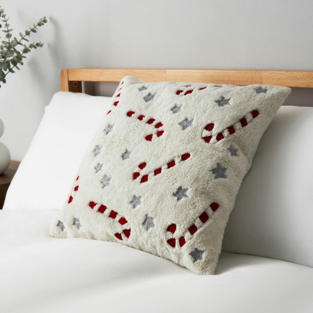 BHS Christmas Candy Cane Cushion, White White White One Size 1