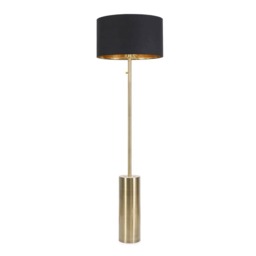 ValueLights Lexy Antique Brass Dimmable Floor Lamp Black Gold Shade and Bulb