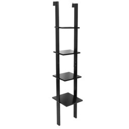 Living and Home 4-Tier Wooden Wall Ladder Shelf, Black