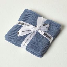 Homescapes Denim Blue Combed Egyptian Cotton Set of 2 Face Cloths 700 GSM Blue 2