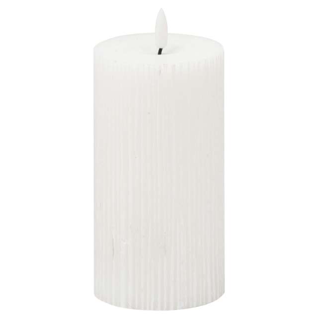 Hill Interiors Luxe Collection Ribbed Natural Glow Electric Candle - White - 23cm x 9cm x 9cm White