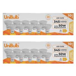 UniBulb LED GU10 345lm 3.6W (Replaces 50W) 3000K (Warm White) Spotlight Downlight Light Bulb - Pack of 20