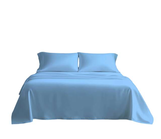 Microfibre Soft Touch Flat Sheet Plain Dyed Bed Linen Blue Blue Sky Blue Single