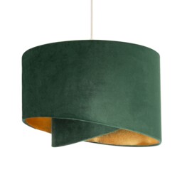 Forest Green Velvet Fabric Pendant Shade with Gold Faux Leather Lining Green Forest Green 1