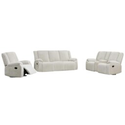 Verona 3+2+1 Jumbo Cord Manual Recliner Sofa Set Cream Beige Five Plus Seater