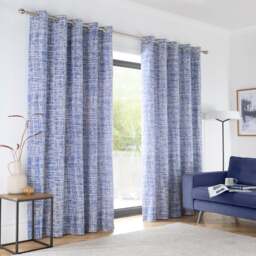 "Portfolio Home Maine Geometric Abstract Blue 66""x90"" Fully Lined Eyelet Curtains Blue"